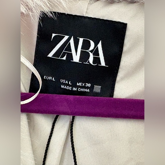 Zara Faux Fur Oversized Light Grey Coat Jacket  Large L Viral Blogger Favorite - Picture 3 of 7